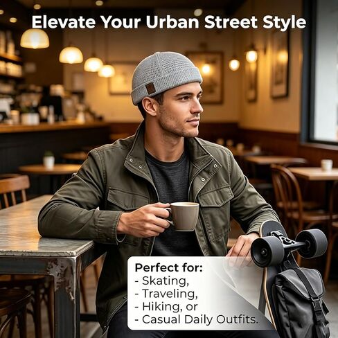 Mens Mesh Brimless Cap,Summer Skullcap Docker Beanie Hat, Summer Mesh Docker Beanie, Adjustable Hip-Hop Hat(2PCS,Black and Navy Blue) in Kuwait