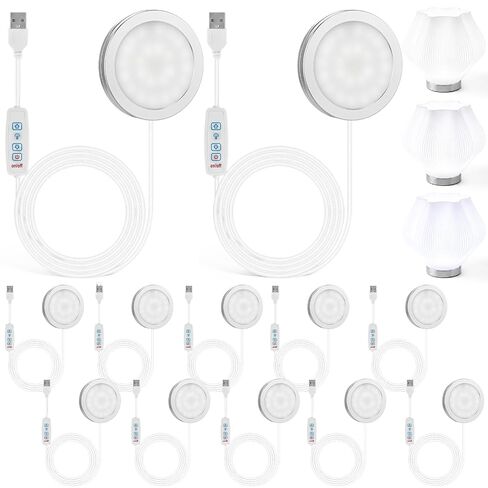 مجموعة مصابيح LED مكونة من 12 قطعة من Macarrie 001-3D قطع غيار مطبوعة يدويًا 5 فولت USB مدعومة بـ 3 ألوان للضوء وتعديل السطوع لنموذج أجهزة عاكس الضوء in Kuwait