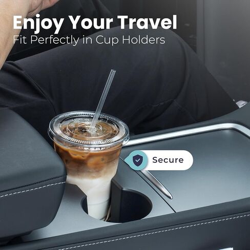 Fit Meal Prep 200 Pack 16 oz Plastic Iced Coffee Cups with Flat Lids and Clear Straws, Disposable Clear Cup, BPA Free Cup for Party, Smoothie, Cold Drinks, Juice, Milkshake, Bubble Boba, Tea in Saudi Arabia