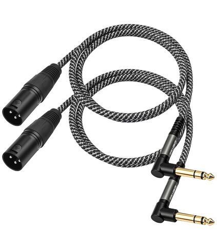 2 Pack XLR Male to Angle 1/4" TRS Stereo Adapter Cable,6 FT Balanced Audio Converter for Microphones, Mixers & Studio Equipment - Oxygen-Free Copper, Gold-Plated Connectors in Kuwait