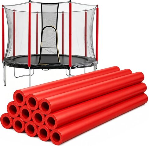Luxiv 12 Pack Red Trampoline Pole Sleeve Covers 35.4 x 1.26 inches, Upgraded NBR Foam Tubes for Trampoline Safety Net Poles, Soft Replacement Padding for Outdoor Trampolines Enclosure Poles in Kuwait