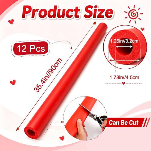 Luxiv 12 Pack Red Trampoline Pole Sleeve Covers 35.4 x 1.26 inches, Upgraded NBR Foam Tubes for Trampoline Safety Net Poles, Soft Replacement Padding for Outdoor Trampolines Enclosure Poles in Kuwait