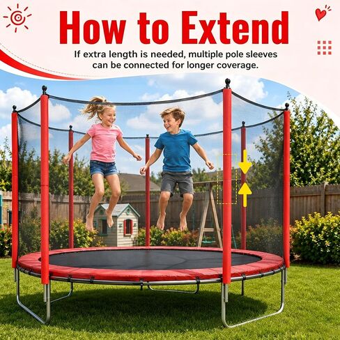 Luxiv 12 Pack Red Trampoline Pole Sleeve Covers 35.4 x 1.26 inches, Upgraded NBR Foam Tubes for Trampoline Safety Net Poles, Soft Replacement Padding for Outdoor Trampolines Enclosure Poles in Kuwait
