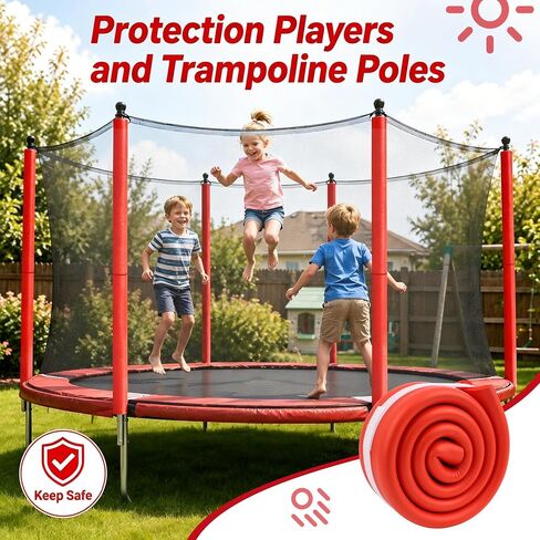 Luxiv 12 Pack Red Trampoline Pole Sleeve Covers 35.4 x 1.26 inches, Upgraded NBR Foam Tubes for Trampoline Safety Net Poles, Soft Replacement Padding for Outdoor Trampolines Enclosure Poles in Kuwait