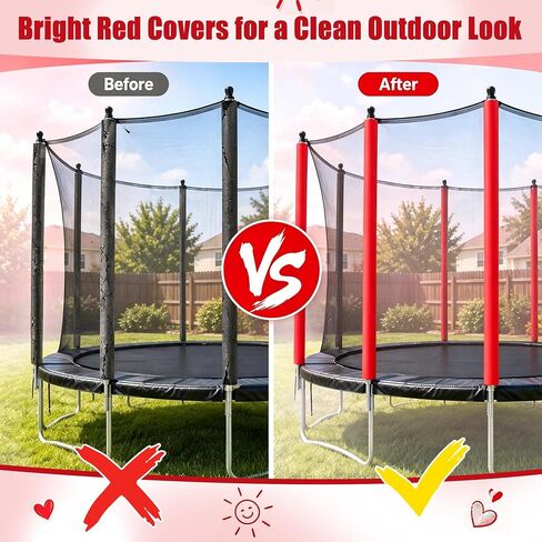 Luxiv 12 Pack Red Trampoline Pole Sleeve Covers 35.4 x 1.26 inches, Upgraded NBR Foam Tubes for Trampoline Safety Net Poles, Soft Replacement Padding for Outdoor Trampolines Enclosure Poles in Kuwait