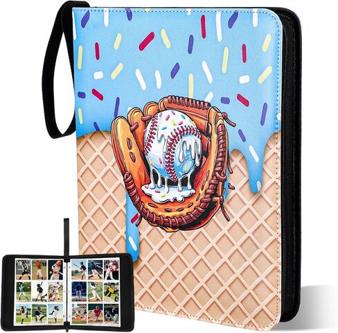 900 Pockets Ice Cream Drip Baseball Card Binder Baseball Trading Card Sleeves Portable Football Collector Cardholder Album Protectors Gifts for Girls Boys Sports Game Supplies in Kuwait