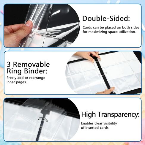 900 Pockets Ice Cream Drip Baseball Card Binder Baseball Trading Card Sleeves Portable Football Collector Cardholder Album Protectors Gifts for Girls Boys Sports Game Supplies in Kuwait