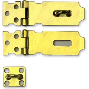QCAA Safety HASP with Fixed Staple Steel Construction 2-1/2" Inch, Brass Plated, 2 Pack, Made in Taiwan in Kuwait