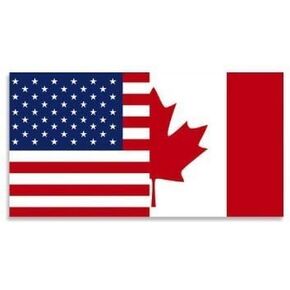 Half USA - Half Canada Flag (American Canadian) Sticker in Saudi Arabia