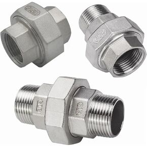 1 "NPT أنثى ذكر المقبس الاتحاد المقرنة 304 316 ماسورة من الفولاذ المقاوم للصدأ تركيب موصل (BSPT SS304 F-F، PTFE SEAL_1") in Kuwait