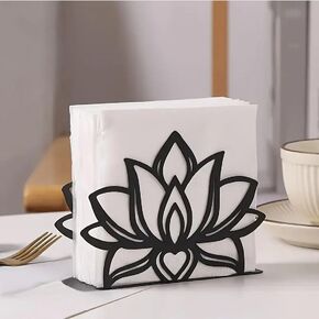 1pc Elegant Black Napkin Holder Wrought Iron Design Featuring the Motifs Paper Napkin Dispensers Countertop in Kuwait