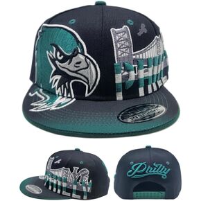 Philadelphia New Leader Premium Downtown Skyline 2 Liberty Bald Eagle Philly Black Green Era Snapback Hat Cap in Kuwait