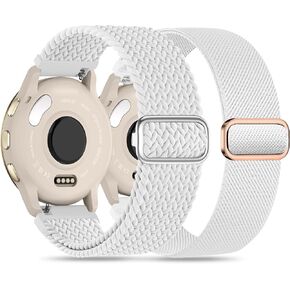 سوار ساعة Laband 22 مم من النايلون المضفر والمطاط متوافق مع Garmin Vivoactive 4/Venu 2/Venu 3/venu 4 45 مم/Forerunner 570 47 مم/265/255 موسيقى، حلقة تحرير سريعة مرنة ناعمة بديلة للسيدات in Kuwait