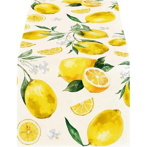 Lemon Table Runner, 14x108 Inch Summer Table Decor Polyester Yellow Citrus Fruit Kitchen Tables Runner with Lemon Print for Dining Room, Lemons Tables Decorations for Year-Round Gatherings in Saudi Arabia