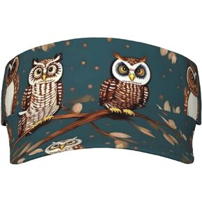 Owls on Tree Branches Print Foldable Sun Visor Hat Lightweight Adjustable Sun Visor Hat Outdoor Sports Cap for Adults Black in Kuwait