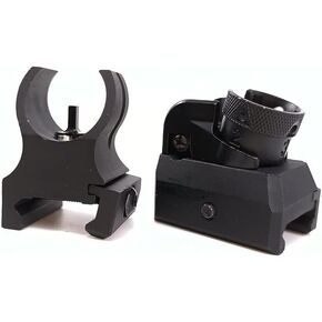 Front and Rear Low Iron Steel Sight Set Combo，Optics Rapid Transition Backup Sights，Metal Style-Rotate Adjustable Diopter Flip-Up Fixed Scopes，Fits for Standard 20mm Pic Rail System Mounting in Kuwait