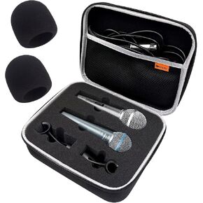حقيبة ميكروفون مزدوجة مع حاجب رياح لـ Shure SM58/SM57/PGA48/BETA 58A، غطاء Shure SM58 مع مرشح بوب، حقيبة حمل واقية للميكروفونات الصوتية الديناميكية - حافظة وزجاج أمامي فقط in Kuwait