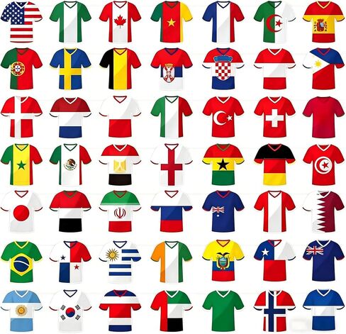 2026 كأس العالم ديكورات حفلات كرة القدم راية مع شريط 10 متر، 50 قطعة 5.9 × 5.9 بوصة سلسلة أعلام كأس العالم لكرة القدم ديكورات رياضية تحت عنوان لوازم الحفلات in Kuwait