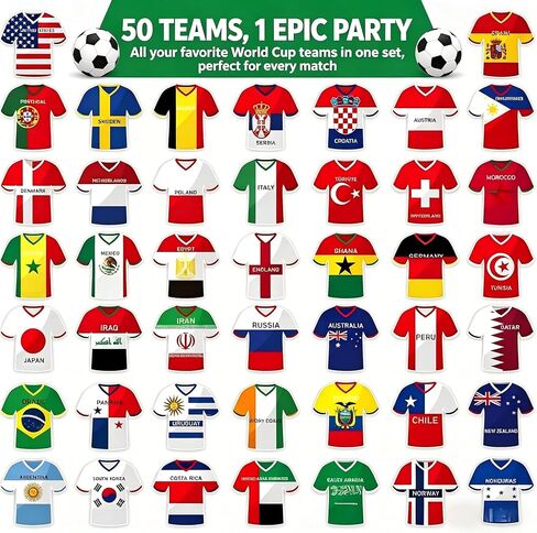 2026 كأس العالم ديكورات حفلات كرة القدم راية مع شريط 10 متر، 50 قطعة 5.9 × 5.9 بوصة سلسلة أعلام كأس العالم لكرة القدم ديكورات رياضية تحت عنوان لوازم الحفلات in Kuwait