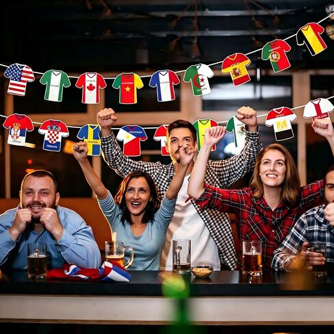 2026 كأس العالم ديكورات حفلات كرة القدم راية مع شريط 10 متر، 50 قطعة 5.9 × 5.9 بوصة سلسلة أعلام كأس العالم لكرة القدم ديكورات رياضية تحت عنوان لوازم الحفلات in Kuwait
