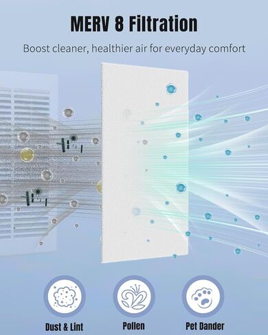 مرشحات تنفيس الهواء Pawfly للأرضيات المنزلية، مرشحات تهوية الأرضية MERV 8، مرشحات أغطية فتحات التهوية، مقطوعة لتناسب لفافة مرشح الهواء، وسائط مرشح لأنظمة التدفئة والتهوية وتكييف الهواء، والشوايات والسقف، 120 بوصة × 20 بوصة × 0.2 بوصة in Kuwait