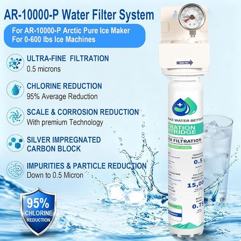 AR-10000-P Arctic Pure Ice Machine Water Filtration System With K00493 Single Cartridge Replacement Part For Manitowoc Ice Makers 0–600 lbs, 15,000 Gal Capacity in Kuwait