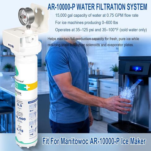 AR-10000-P Arctic Pure Ice Machine Water Filtration System With K00493 Single Cartridge Replacement Part For Manitowoc Ice Makers 0–600 lbs, 15,000 Gal Capacity in Kuwait