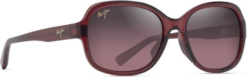 Maui Jim Women's Hiluhilu Polarized Butterfly Sunglasses, Shiny Transparent Burgundy/Maui Rose® Polarized, Medium Fit in Kuwait