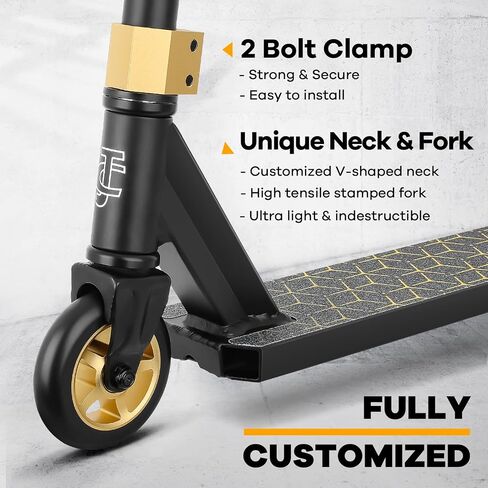 سكوتر V2 Pro Trick Scooters، سكوتر حيلة للأطفال من سن 6 إلى 12 سنة والمراهقين - سكوتر BMX حر للمبتدئين والمتوسطين (ذهبي) in Kuwait
