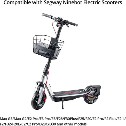 سلة سكوتر، سلة أمامية شبكية معدنية لدراجات Segway Ninebot KickScooters 11LBS أقصى حمولة، 13.4 بوصة × 9.8 بوصة × 9.4 بوصة، متوافقة مع MAX G3/G2/G65/G30، سلسلة E، سلسلة F، سلسلة GT/ZT/D/B/P/C باللون الأسود in Kuwait