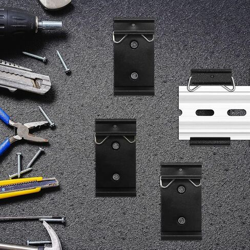 12 قطعة مشبك تركيب السكك الحديدية Din بعرض 1.08 بوصة في السكك الحديدية Din مشبك مرحل من سبائك الألومنيوم الأسود العالمي لمفاتيح السكك الحديدية والحقن 35 مم in Kuwait