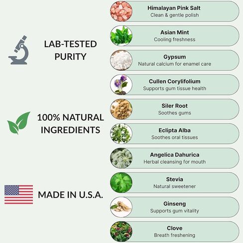 Gum Health Tooth Powder, for Sensitive Teeth with Ginseng, Mint & Clove | 3 Month Supply, Made in USA | Fluoride-Free, Traditional Herbal Formula in Kuwait