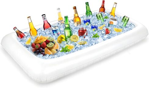 Large Inflatable Ice Serving Bar for Food, Drinks, Salad, Floating Buffet Cooler Tray with Drain Plug for Pool Party, BBQ, Picnic, Camping, Beach, and Outdoor Supplies in Kuwait