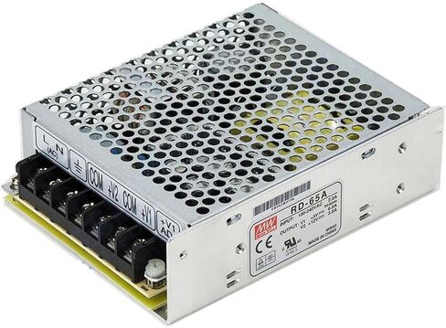 RD-65A مصدر طاقة مزدوج الإخراج 66 وات (5 فولت/6 أمبير، 12 فولت/3 أمبير) | 88-264VAC مدخلات واسعة | معتمد من UL62368-1 | لكاميرات CCTV، وحدة تحكم PLC، شاشة LED in Kuwait