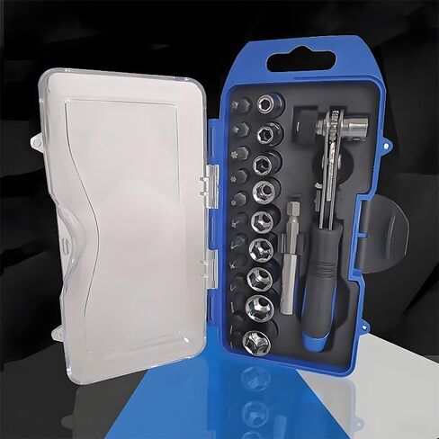 مجموعة مفك براغي بسقاطة 23 قطعة مع مقبض سريع التحرير ومفتاح ربط مثقاب DIY أدوات إصلاح منزلية لجميع الأعمال، مع حقيبة تخزين in Kuwait
