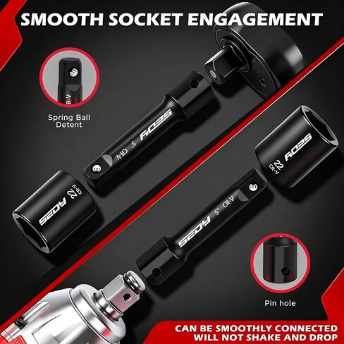 66-Piece 1/2" Drive Impact Socket Set, SAE 3/8" to 1-1/4" and Metric 10-24mm, Deep & Standard 6-Point Cr-V Sockets with Ratchet, Extension Bars, Adapters, Universal Joint, Drill Adapter, Storage Case in Kuwait
