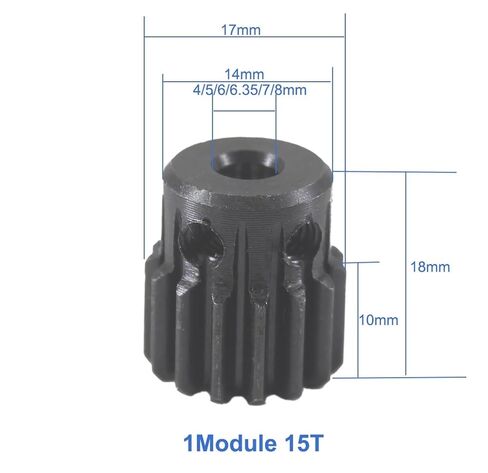 Steel Heavy Duty Motor Pinion Gear 1pcs 1Module 15T Gear Wheel Metal Pinion Gears Pulley 4/5/6/6.35/7/8mm Spur(6.35mm) in Kuwait