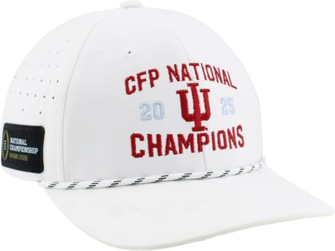 قبعة إنديانا هوسيرز الوطنية للأبطال 2025 لكرة القدم باللون الأبيض مرخصة رسميًا in Kuwait