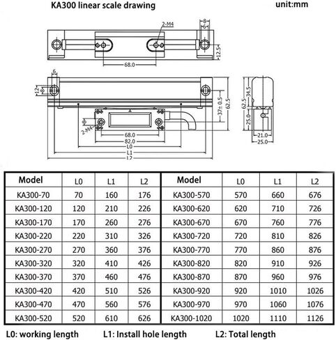 مستشعر مقياس زجاجي خطي KA-300 0.005 مللي متر TTL KA300 470 مللي متر-1020 مللي متر مسطرة تشفير بصري للإزاحة الخطية ، KA300 820 مللي متر in Kuwait