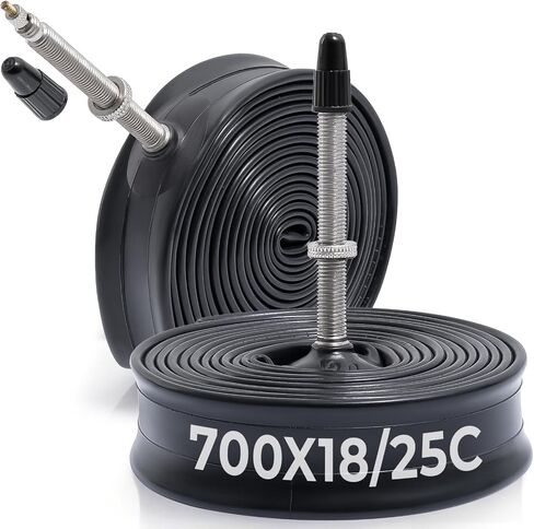 قطعتان من أنابيب الدراجة الفاخرة 700x18C/20C/23C/25C، متوافقة مع إطارات الدراجة 700x18C إلى 700x25C، مع صمام بريستا FV60mm، مطاط البوتيل، تستخدم للدراجات الجبلية والطراد والمدينة والطرق in Kuwait