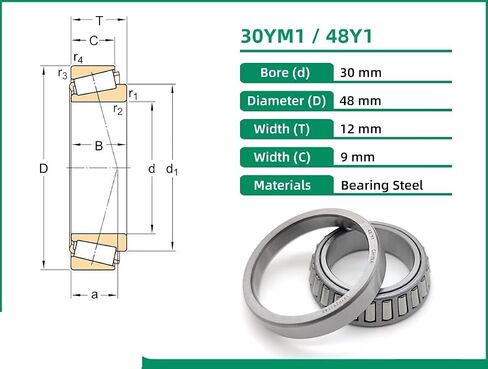 1PCS 30YM1 48Y1 30X48X12 30YM1/48Y1 48KS-30Y Tapered Roller Bearing Motorcycle Support Cone + Cup Single in Kuwait