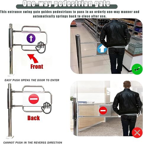 Automatic Swing Gate with Spring Single Entry Door Manual 90° Opening for Walkway Stainless Steel Security Gate in Kuwait