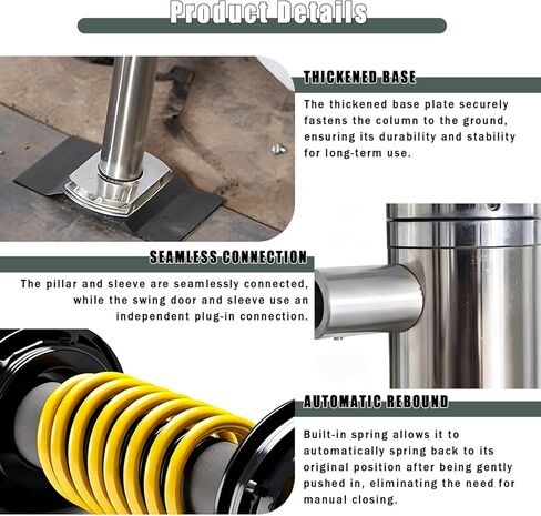 Automatic Swing Gate with Spring Single Entry Door Manual 90° Opening for Walkway Stainless Steel Security Gate in Kuwait