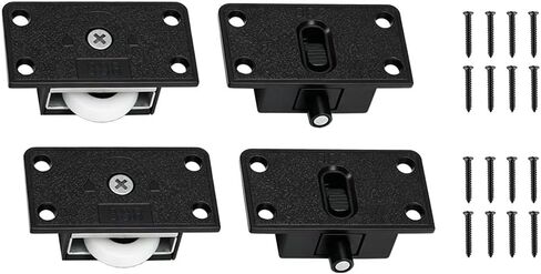 2 Sets Black Sliding Cabinet Door Hardware, Sliding Door Rollers for Cabinets, Closet and Furniture in Kuwait