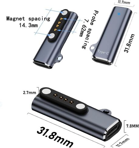 محول شاحن محمول مغناطيسي متوافق مع مسجل الصوت PLAUD Note Pro & Note AI، شاحن منقوش USB من النوع C إلى 4 دبابيس محول شحن مغناطيسي بديل مع حبل مضاد للخسارة in Kuwait