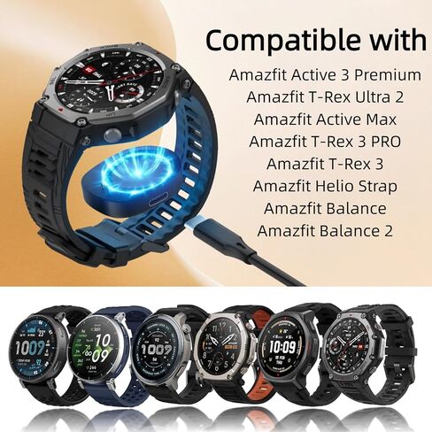 Charging Dock for Amazfit Bip Max/T-Rex3/Active Max | for Amazfit Active Cheetah2 Pro/3 Premium/T-Rex3 PRO/Balance/Balance2, Type-C Charger Cable Accessories (3.3ft/1m) in Kuwait
