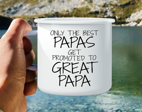 كوب قهوة Retreez Only The Best Papas يتم ترقيته إلى Great Papa سعة 16 أونصة من الفولاذ المقاوم للصدأ للتخييم وإشعال النار - هدية عيد ميلاد ملهمة للسخرية المضحكة للأب والأب والجد هدية عيد الأب in Kuwait