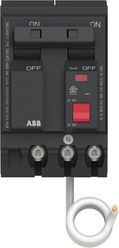 ABB Q-Line® THQL2145GFT2 قاطع دائرة الأعطال الأرضية • قاطع مزدوج القطب بقدرة 45 أمبير • حماية GFCI • تيار متردد 120/240 فولت تيار متردد • تصنيف المقاطعة 10 kAIC • قاطع ضفيرة قابل للتوصيل لمراكز التحميل in Kuwait