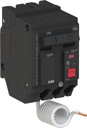 ABB Q-Line® THQL2145GFT2 قاطع دائرة الأعطال الأرضية • قاطع مزدوج القطب بقدرة 45 أمبير • حماية GFCI • تيار متردد 120/240 فولت تيار متردد • تصنيف المقاطعة 10 kAIC • قاطع ضفيرة قابل للتوصيل لمراكز التحميل in Kuwait
