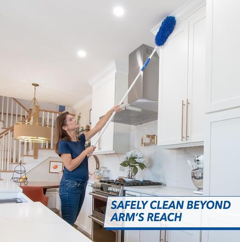 مجموعة غبار Unger Connect and Clean مع عمود فولاذي 4 بوصات، تتميز بغبار من الألياف الدقيقة ونسيج العنكبوت وغبار الزوايا ومنفضة ستائر عريضة، غبار عالي الوصول وتنظيف الستائر والنوافذ والخزائن in Kuwait